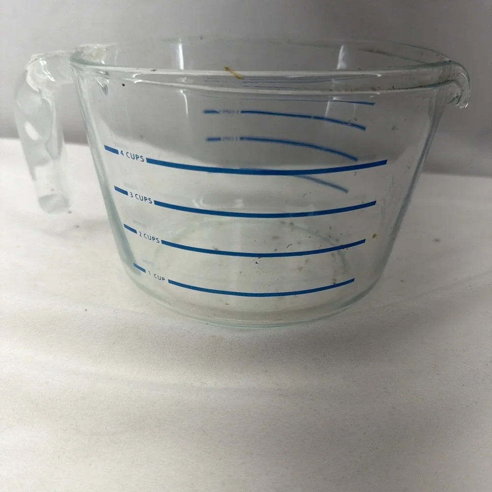 Pyrex‎ Corning Measuring 4 Cup Blue M-320 Open Handle Batter Bowl Vintage USA